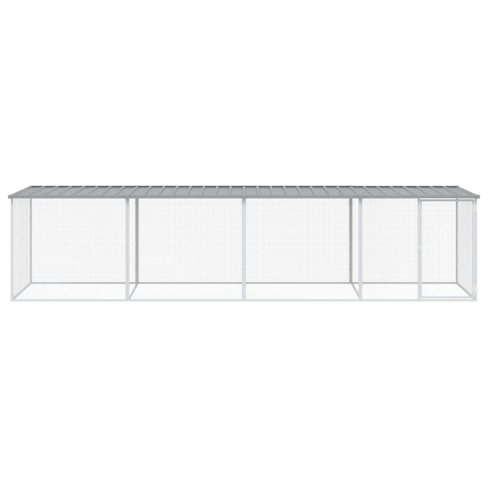 Poulailler avec toit gris clair 403x98x90 cm acier galvanisé