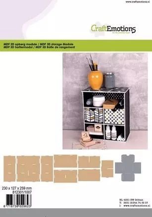 Craft Emotions - 3D opbergmodule + sjabloon - 5-vaks - Bouwpakket - MDF 4mm - 230x127x259mm