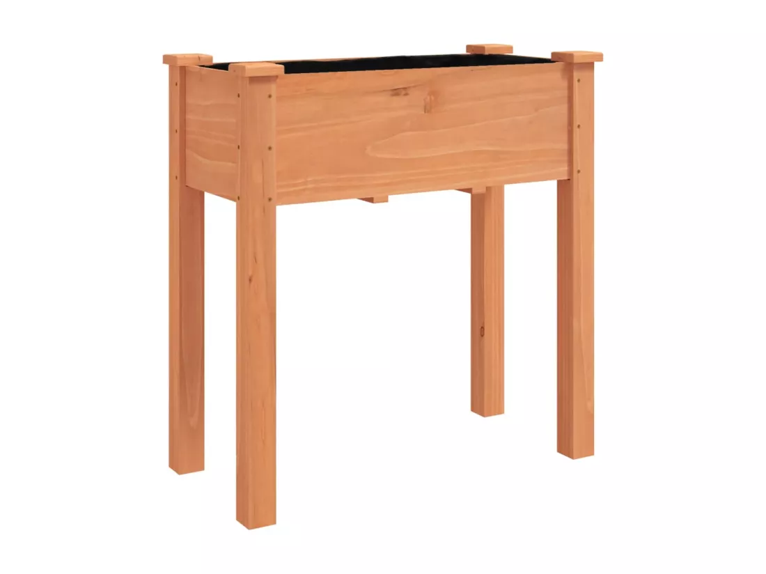 Jardinière sur roues avec doublure brun 71x37x80 cm bois sapin