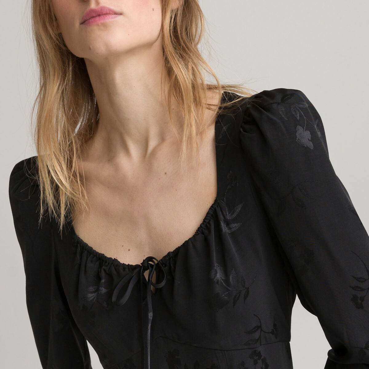 COLEÇÕES LA REDOUTE<br>Vestido longo jacquard, mangas compridas