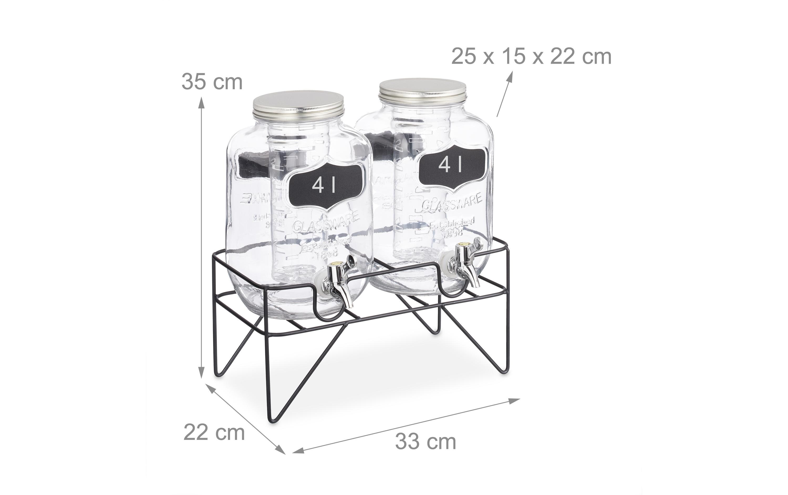Getränkespender mit Ständer 2er Set, 4 LiterSaftspender für Gartenpartys, Geburtstage oder die Hausbar