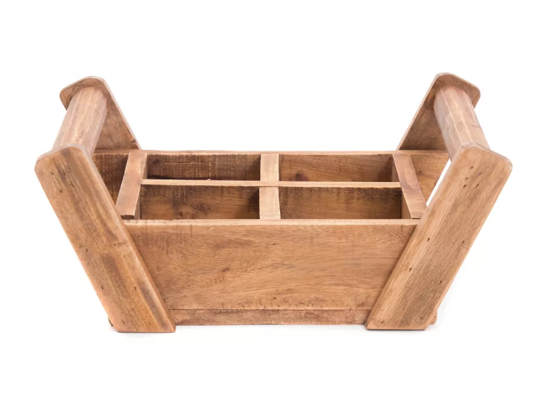 CAISSE EN BOIS Brique II Bois de mahogany, 4 compartiments, avec poignées couleurs naturelles
