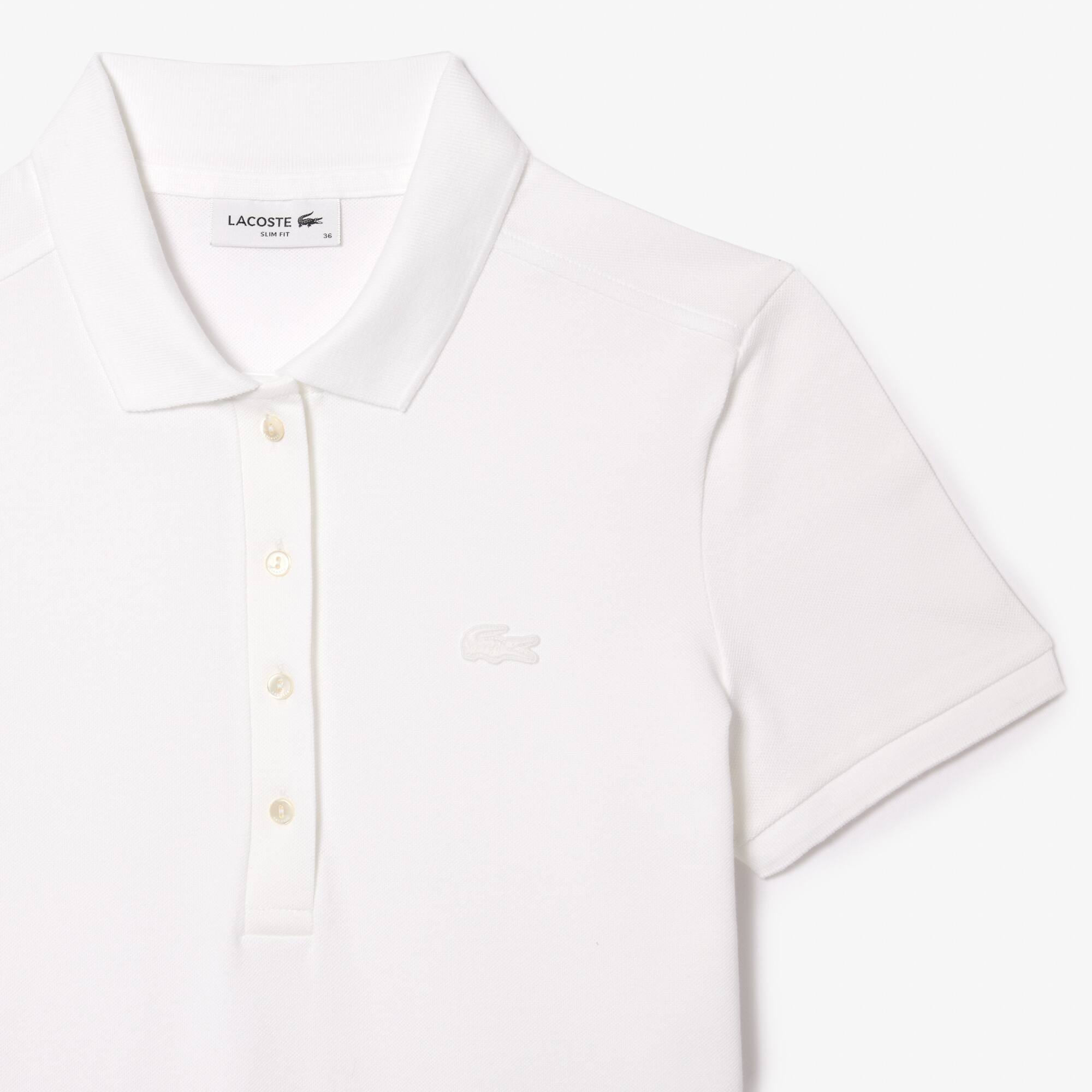 Damen Polokleid aus Stretch-Baumwoll-Piqué Kleider & Röcke - Weiss - Lacoste - Damen