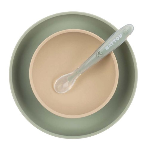 Coffret de repas 3 pièces sable/vert - NATTOU
