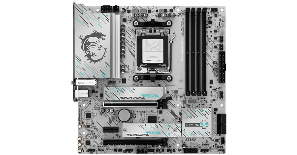 MSIB850M GAMING PLUS WIFI socket AM5 moederbord  (RAID, 5Gb-LAN, Wi-Fi 7, BT, Sound, mATX, Tweedekans)