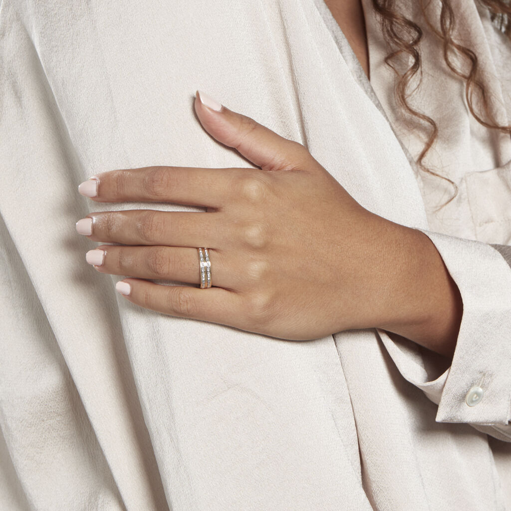 Alliance Grain De Folie Diamantee Ruban Plat Or Bicolore