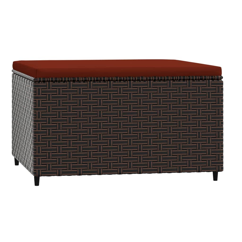 Repose-pieds de jardin et coussins 2 pcs marron résine tressée
