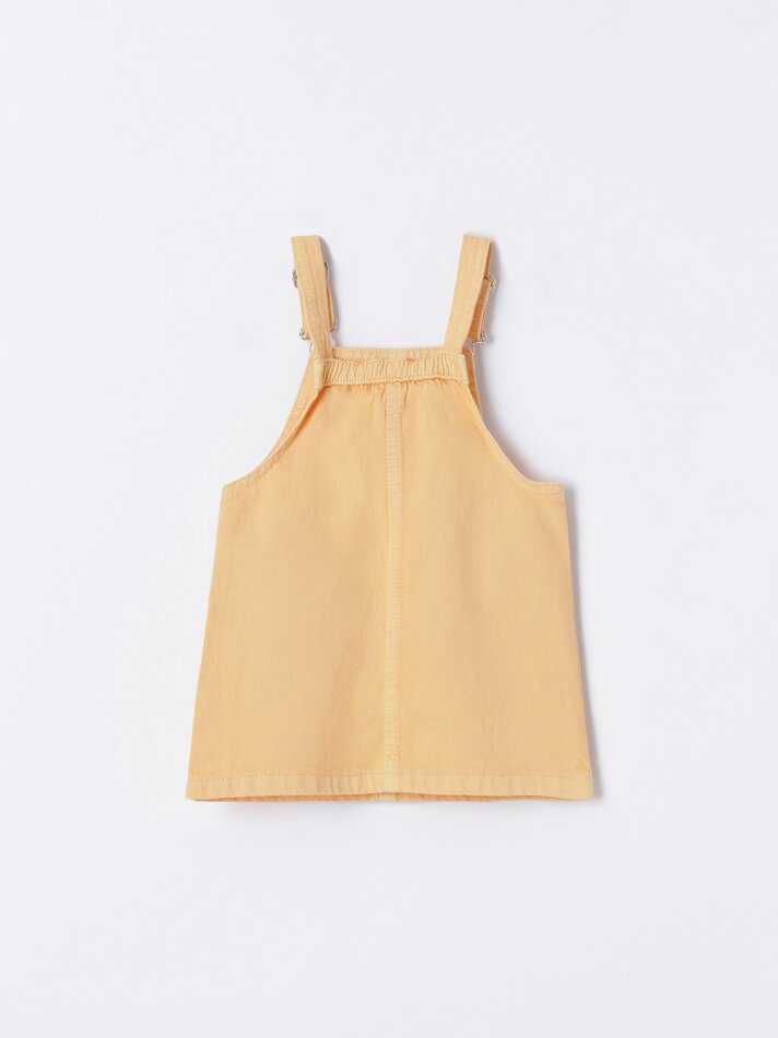 Vestido jardineira jeans - Tamanho Médio Laranja
