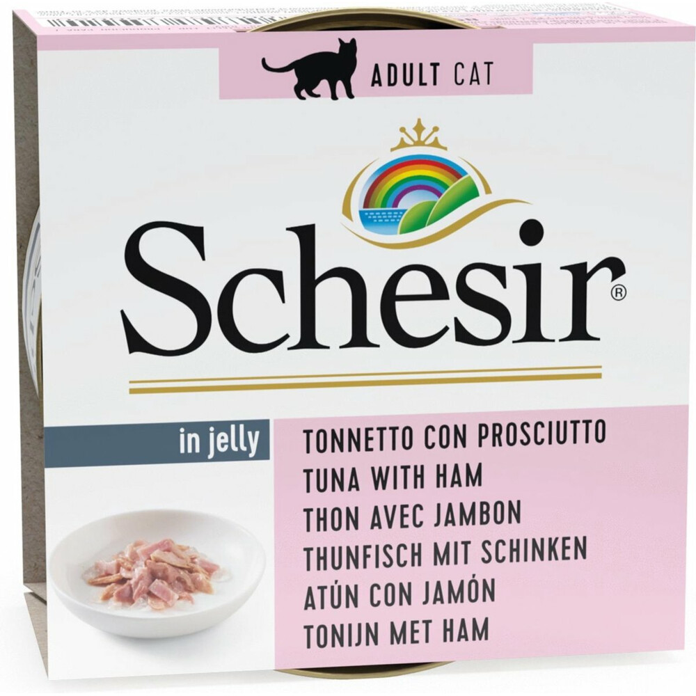14x Schesir Kattenvoer Tonijn en Ham in Gelei85 gr
