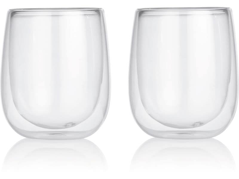 GOURMETmaxx Cappuccino Becher 250 ml, 2 Stück, Transparent Cappuccino-Thermogläser