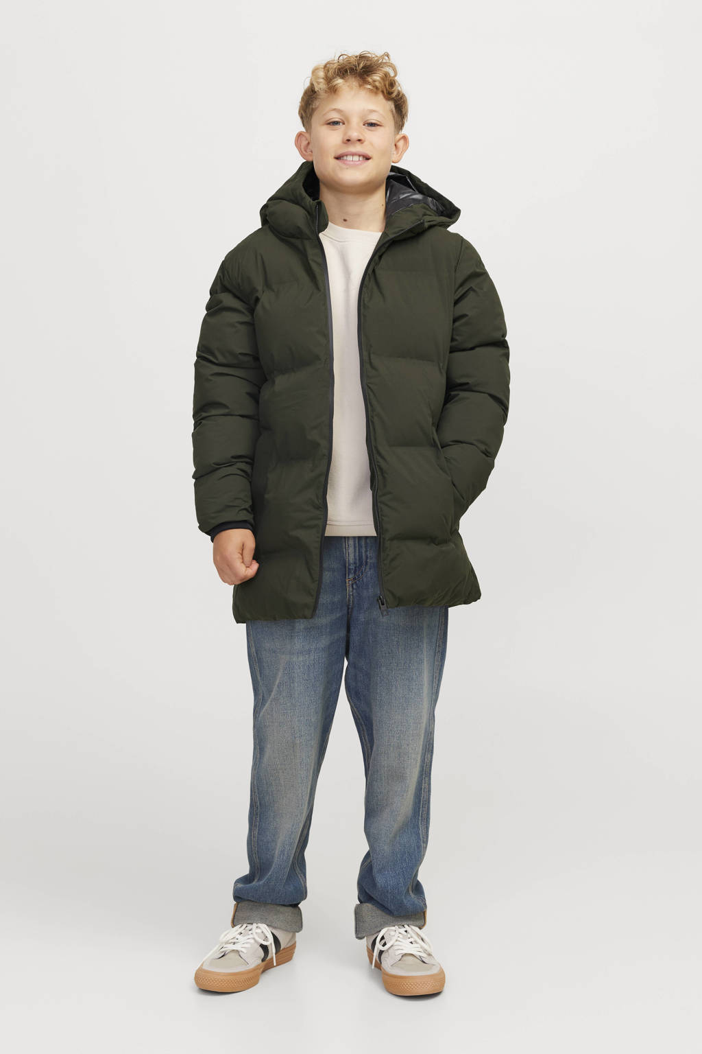 JACK & JONES gewatteerde winterjas JJPAYNE donkergroen
