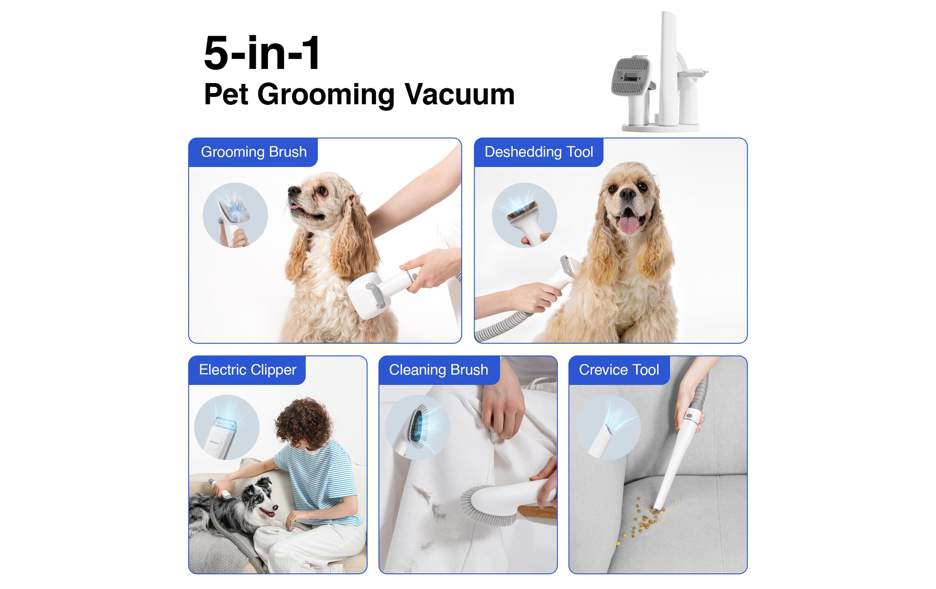 P0 Pro Hundeschermaschine, 5in1 mit StaubsaugerSchermaschine, Tiersauger für Hunde und Katzen
