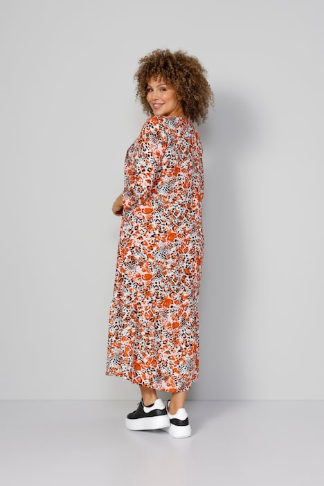 Maxikleid, Color-Animalprint, 3/4-Ärmel