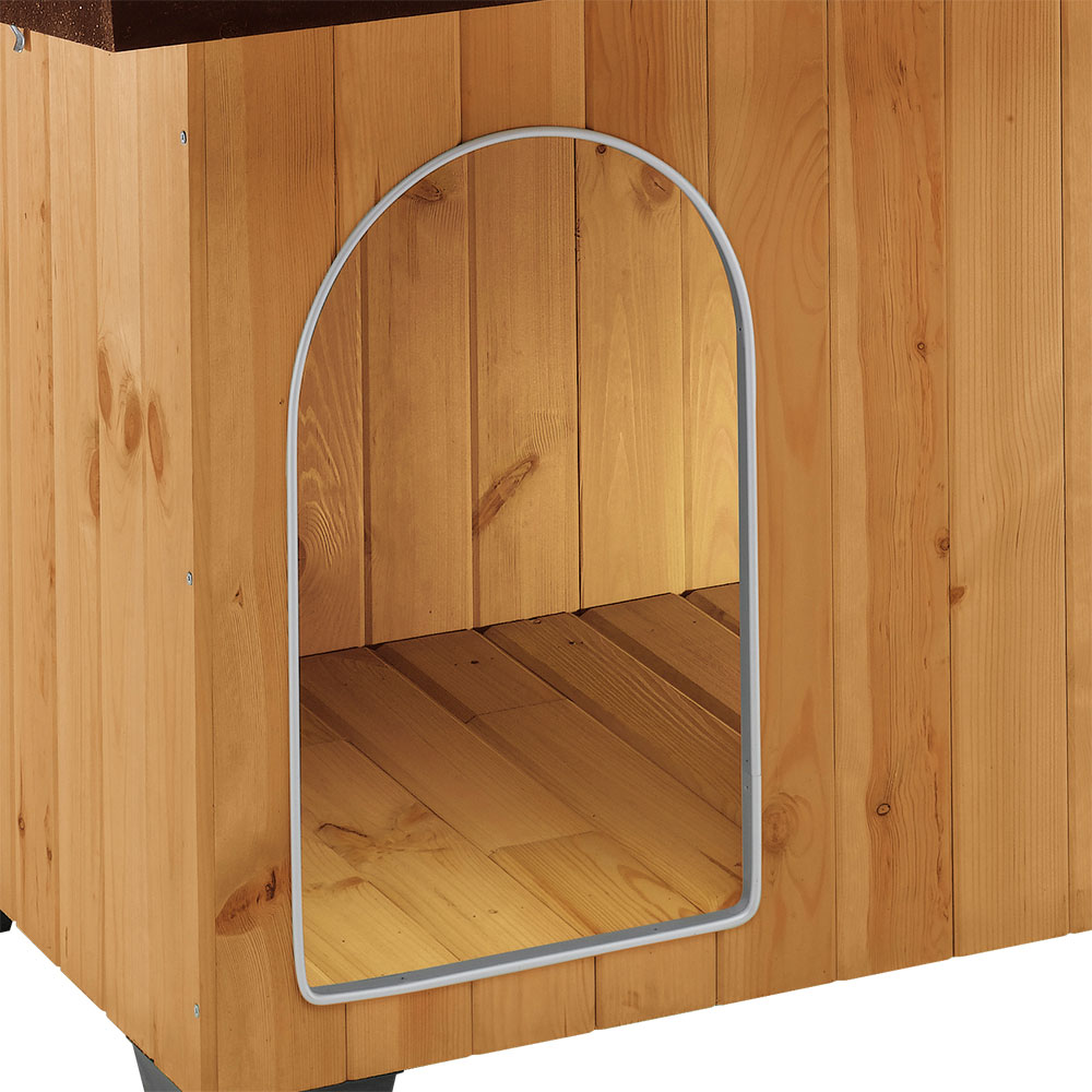 Ferplast niche pour chiens maisonnette baita 50 en bois fsc, pieds isolants en plastique, porte anti-morsures en aluminium, toit