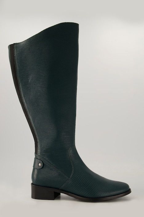 Lederstiefel, XL-Schaft, Schlangenprägung, Weite H