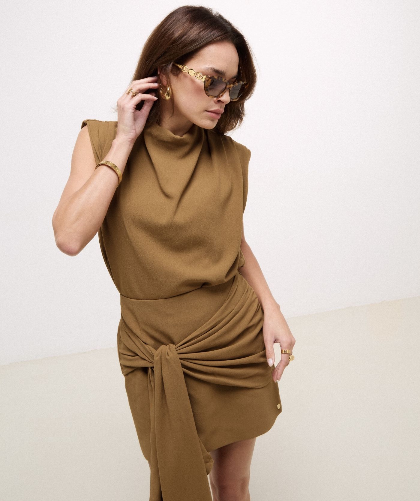 JV-ZAYDEN high waisted mini rok - khaki