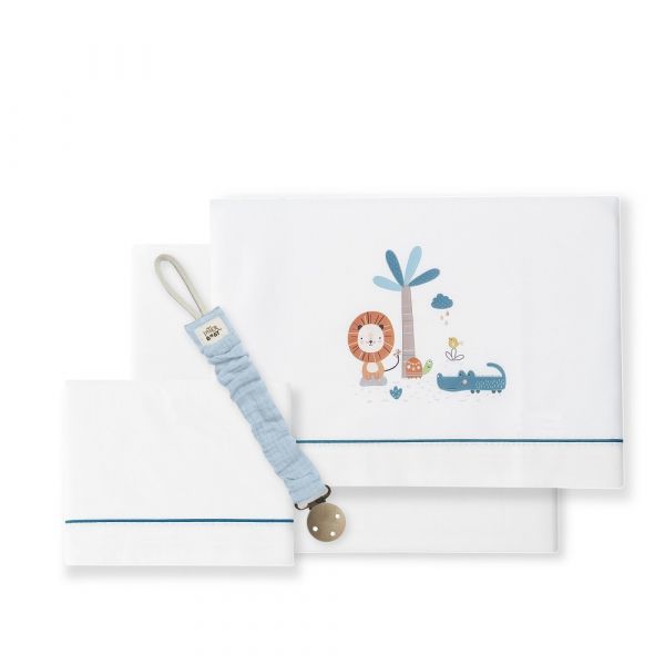 Interbaby Jogo 3 Peças Cama 60x120 (Lençol 152x102   Lençol B.120x60x12   Almofada 60x30   Chupetera) Algodão Leon Petrola