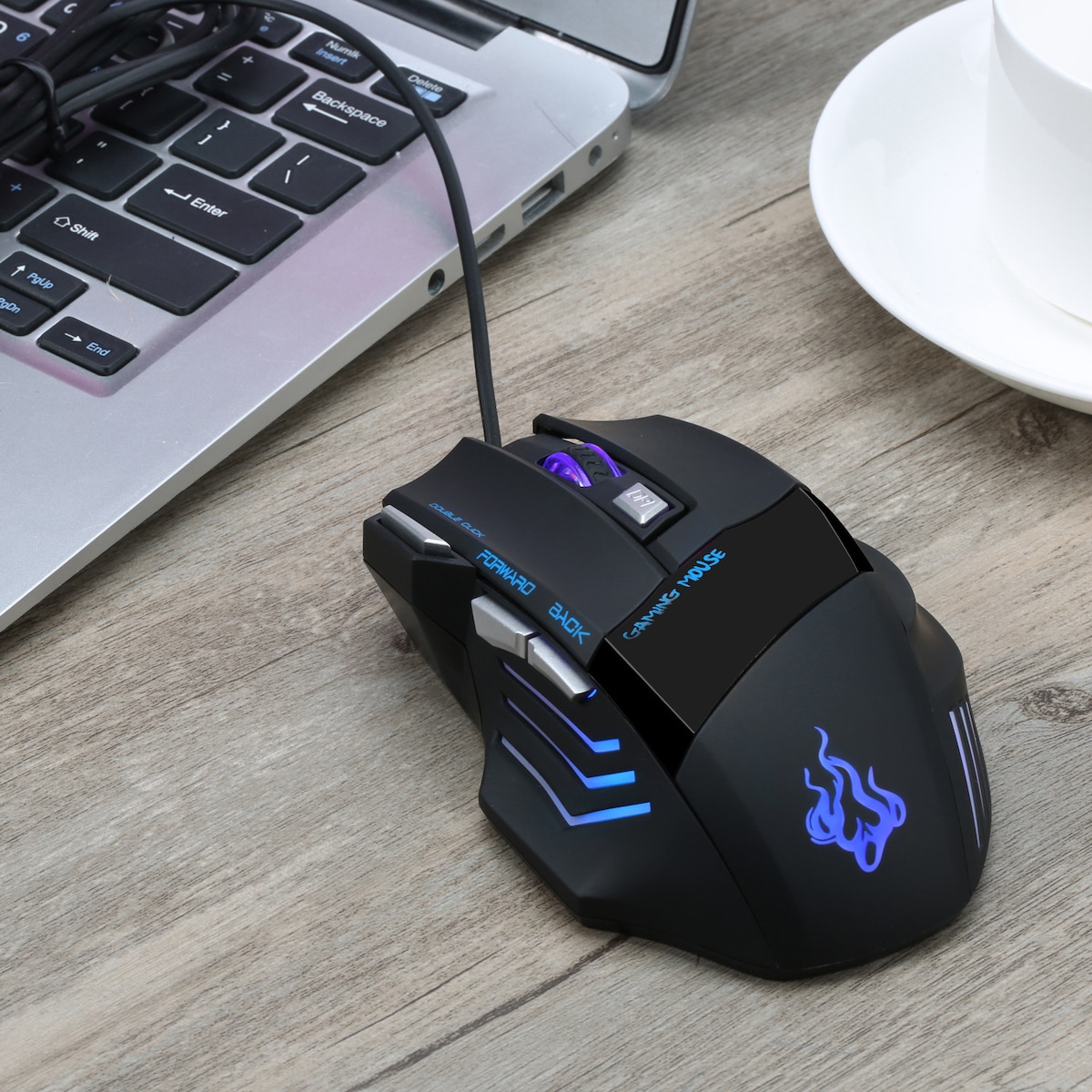 Lett kablet gamingmus med 5 justerbare DPI, 7-knapper