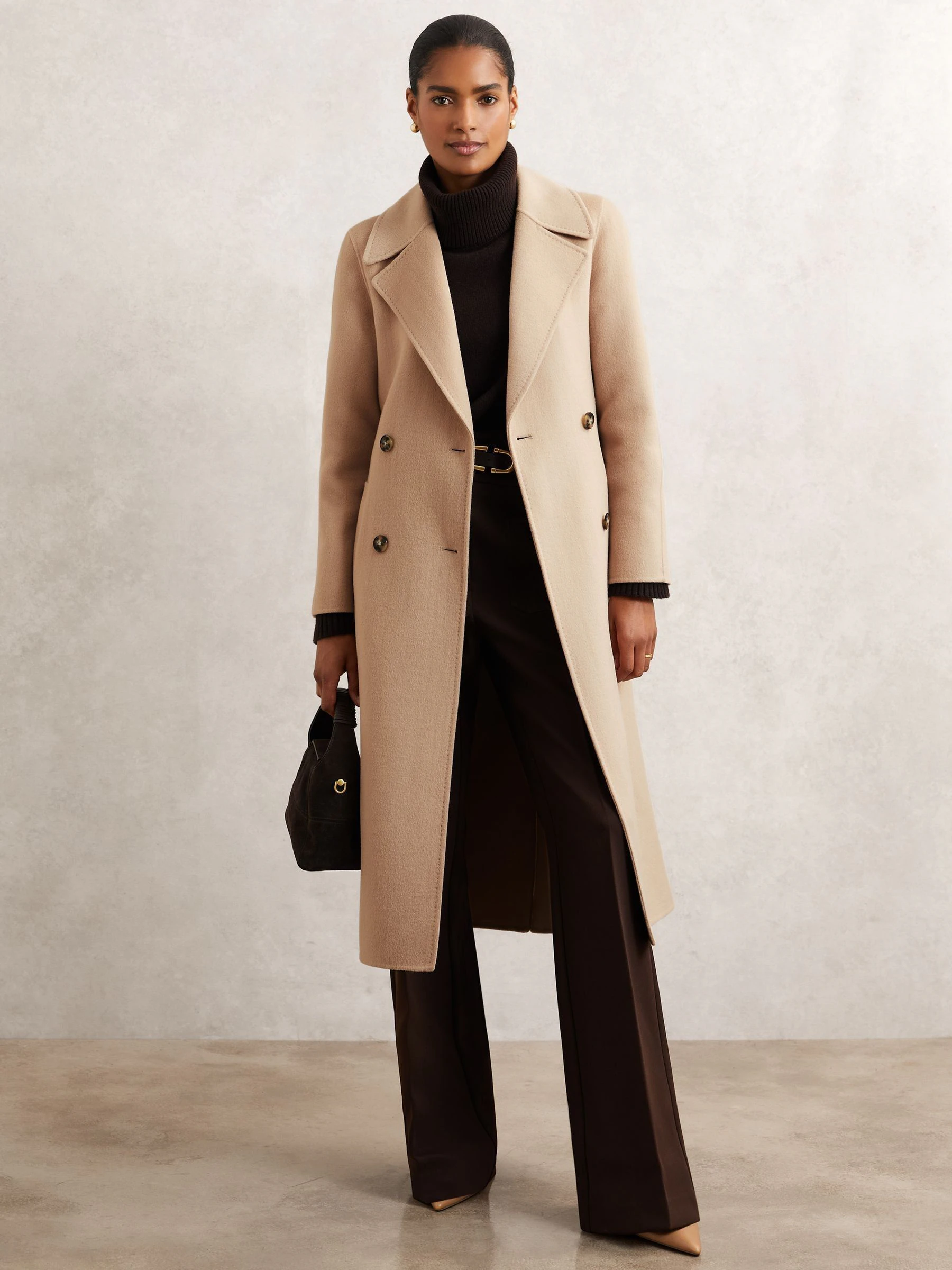 Neutraal - Reiss Rene Double-Breasted Blindseam Coat Wool-Blend