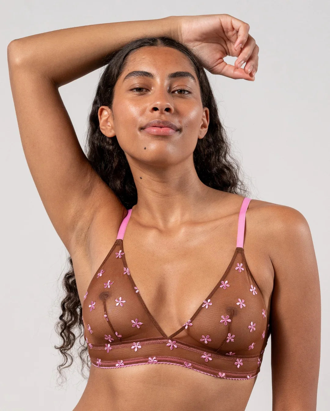 Understatement Underwear Mesh Triangle Bralette mocha candy pink