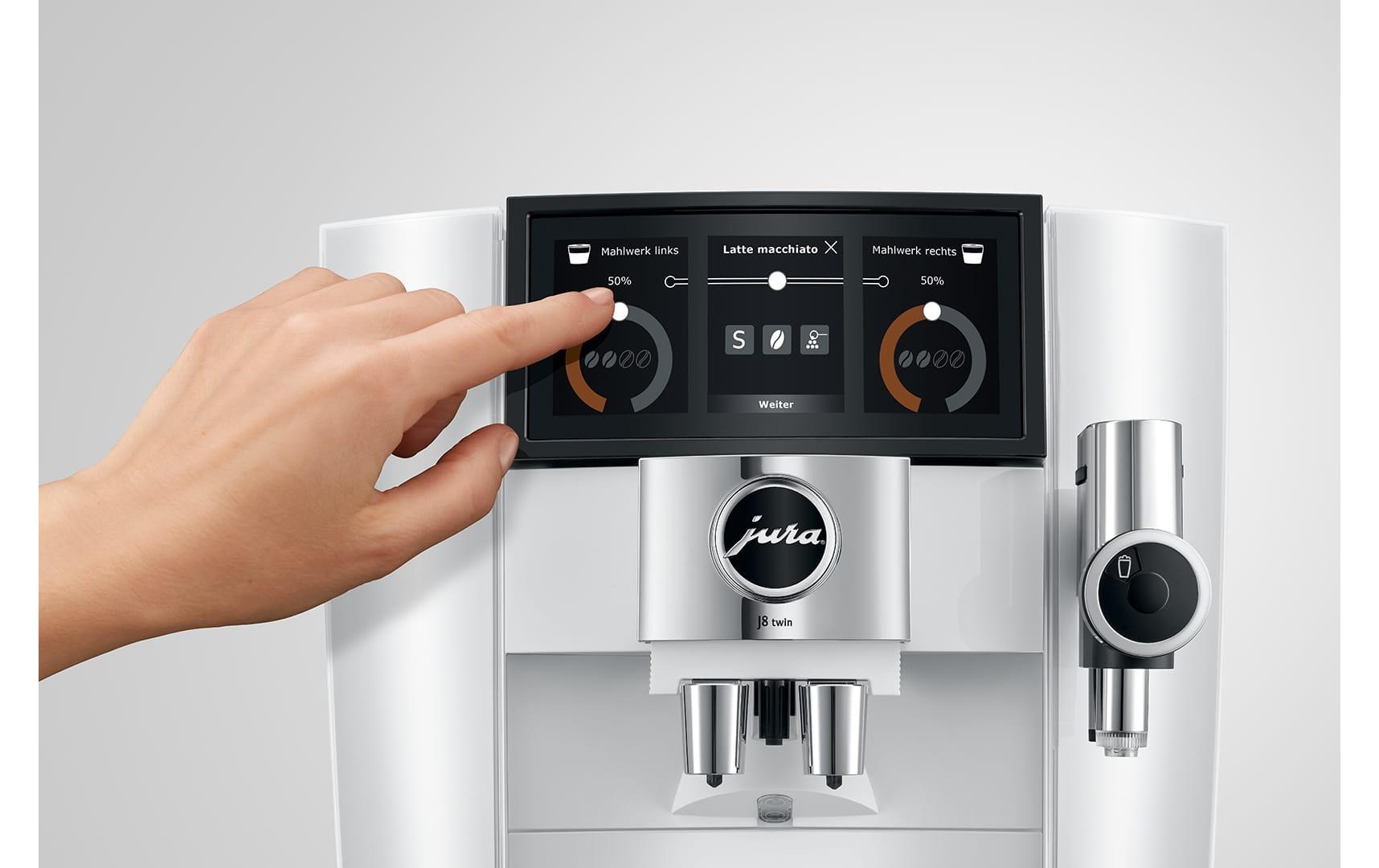 Kaffeevollautomat J8 twin Diamond White (SA)<br>Zweitassen-Vollautomat für 31 verschiedene Kaffee- und Milchgetränke