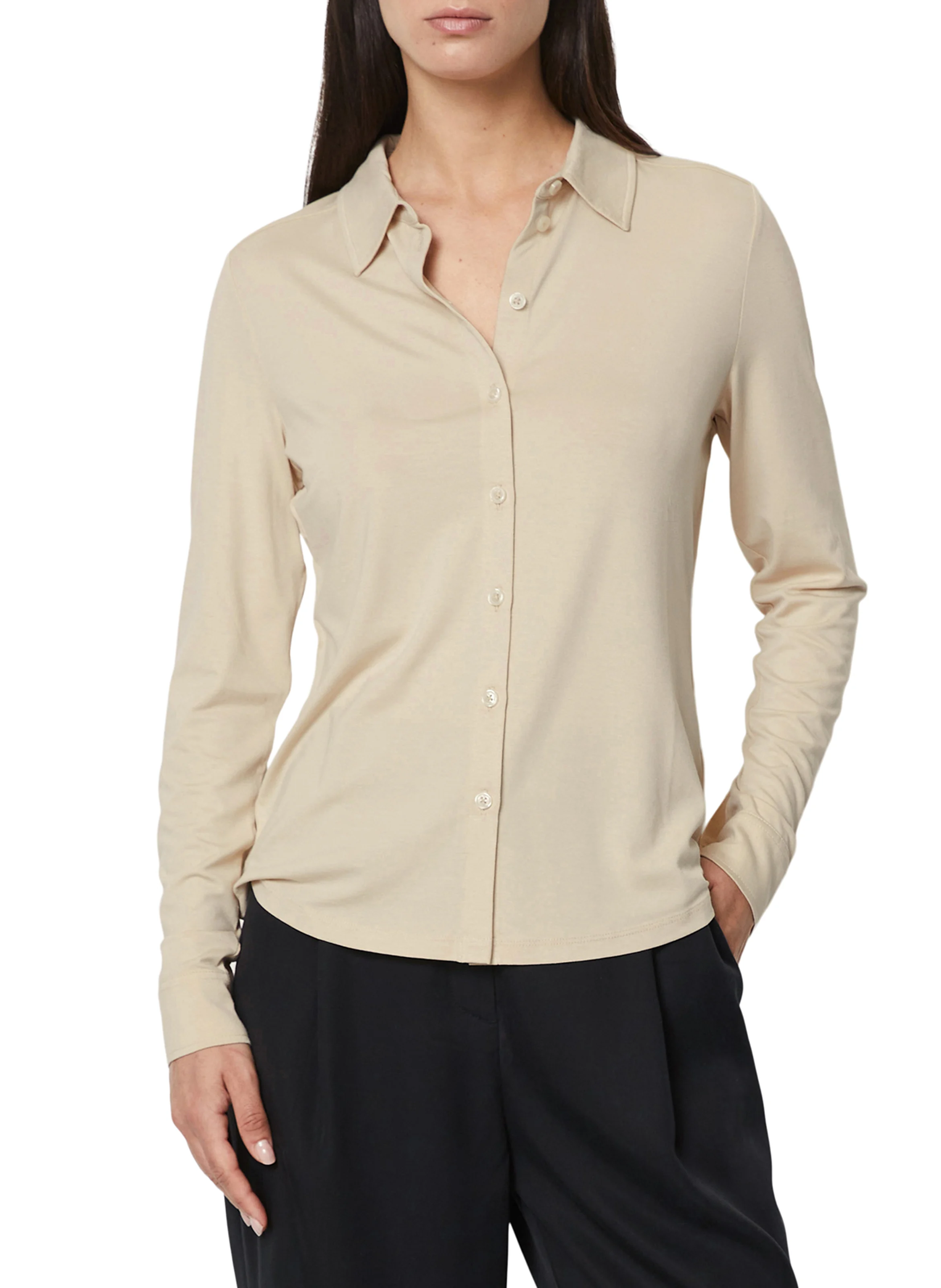 Chemise fluide col classique| Beige