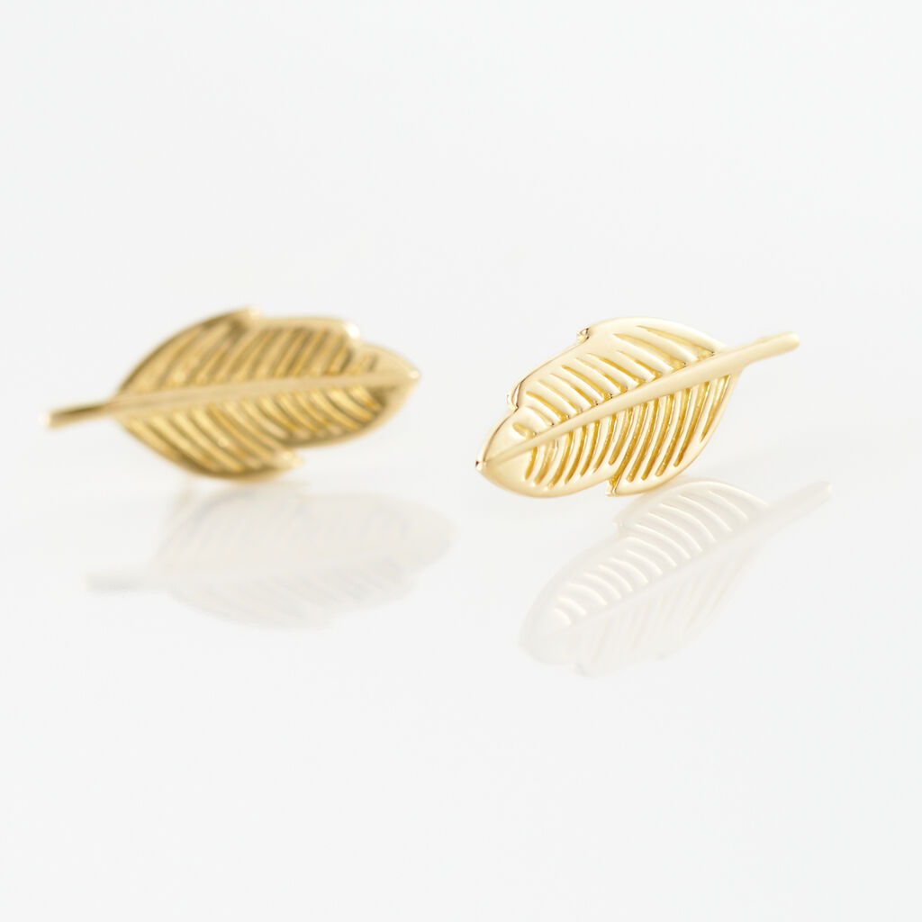 Boucles D'oreilles Puces Bartolomea Feuilles Or Jaune