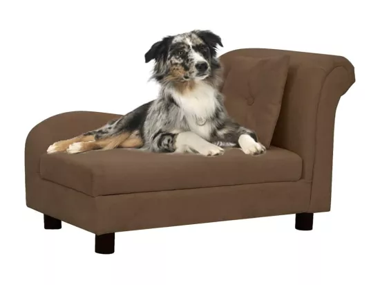Canapé pour chien avec oreiller Marron 83x44x44 cm Peluche