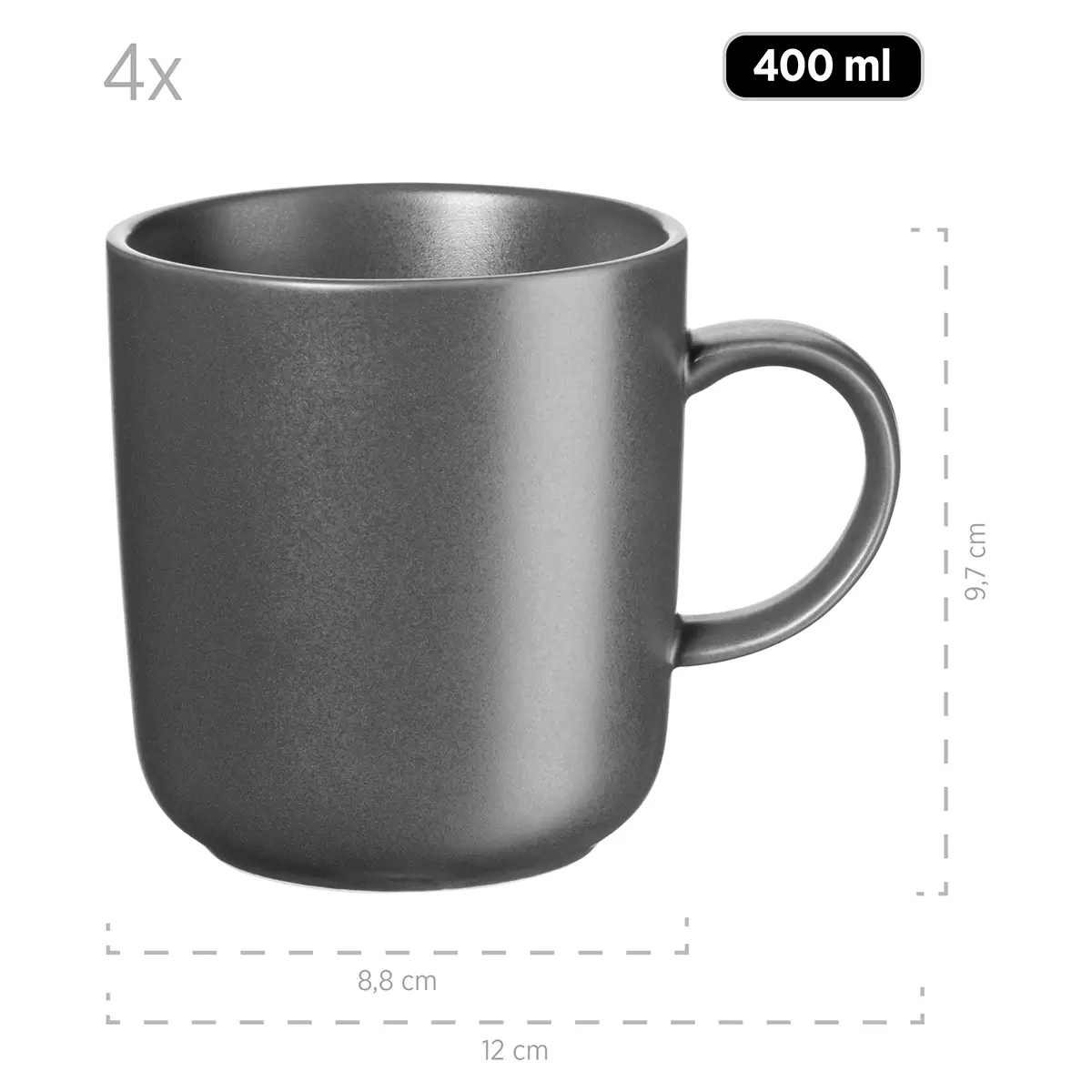 Kaffeebecherset 4tlg VADA Dunkelgrau