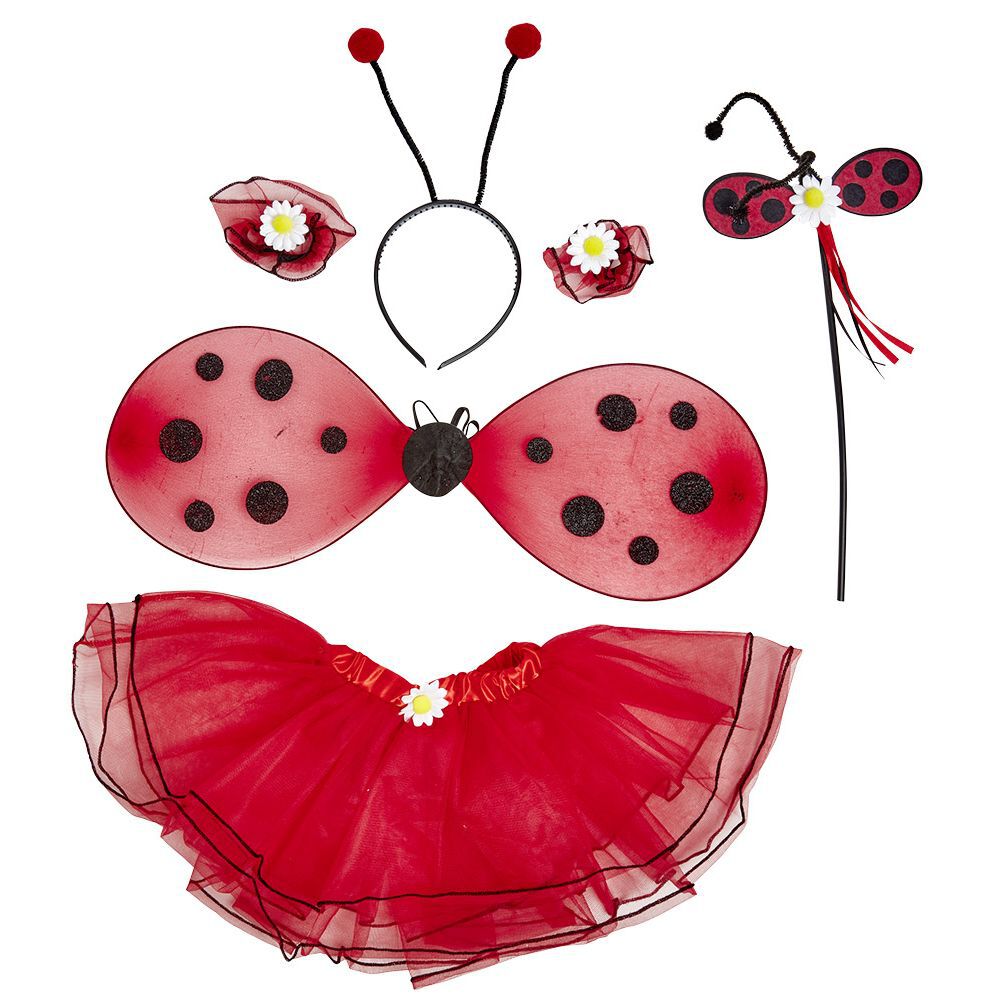 Déguisement enfant Coccinelle rouge noir antennes ailes jupe