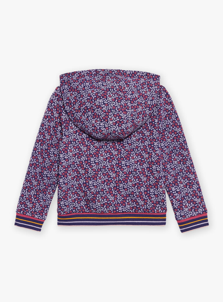 Sweat à capuche violet à imprimé fleuri
