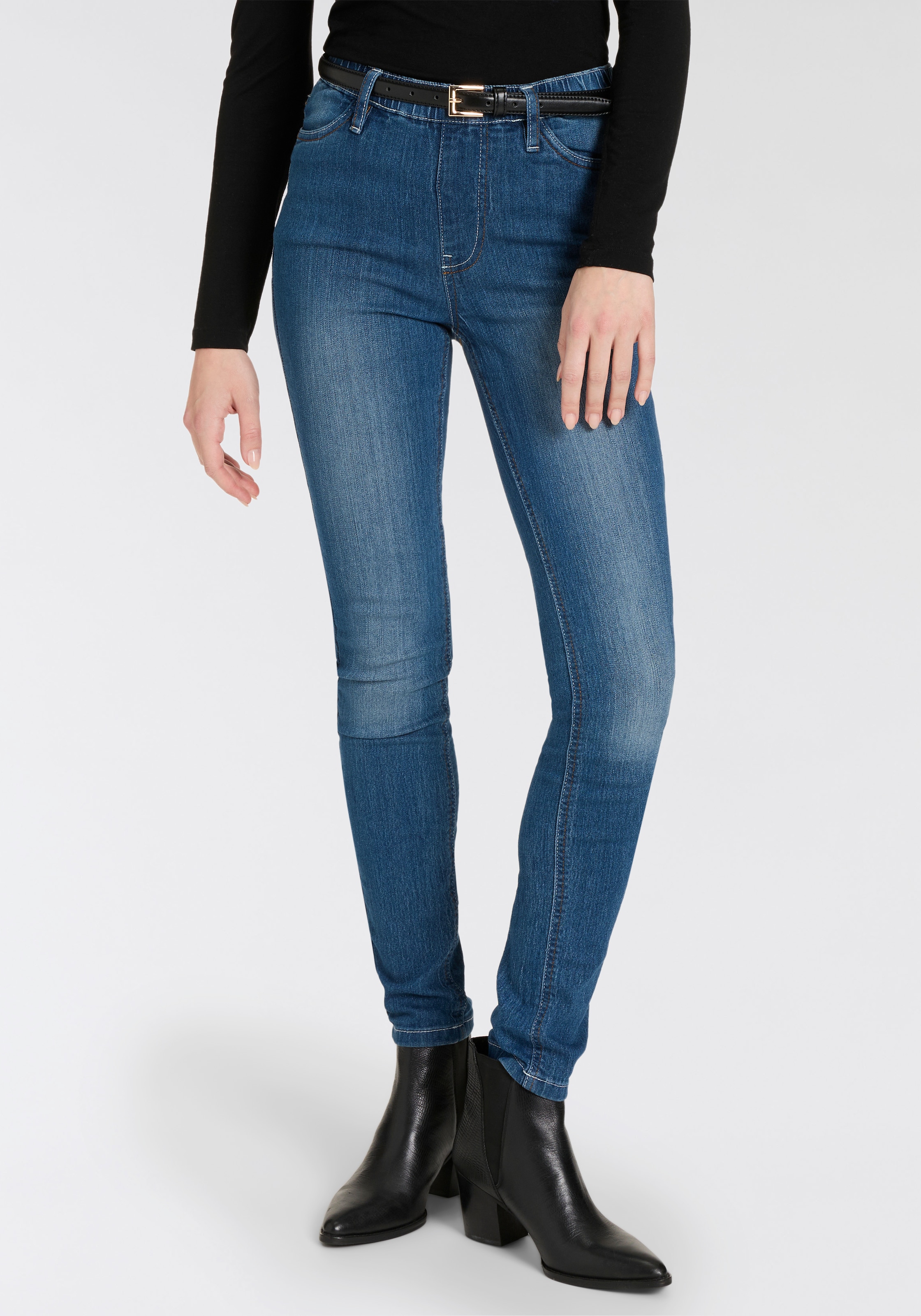 Arizona Jeansjeggings, 2er-Packer Packung, enge Passform,  Röhrenjeans,  Used-Look-Waschung,  hohe Leibhöhe