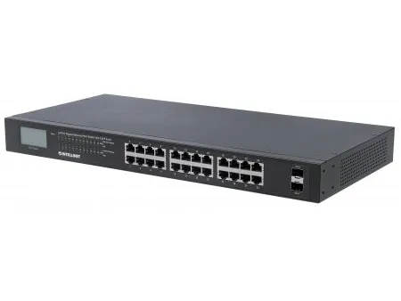 Intellinet 561242, Ikke administreret, Gigabit Ethernet (10/100/1000), Fuld duplex, Strøm over Ethernet (PoE), Stativ-montering, 1U