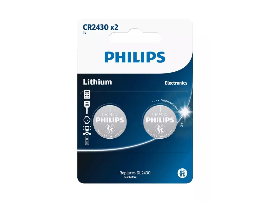 PHILIPS knapcellebatteri lithium CR2430 2-pak - 2301963