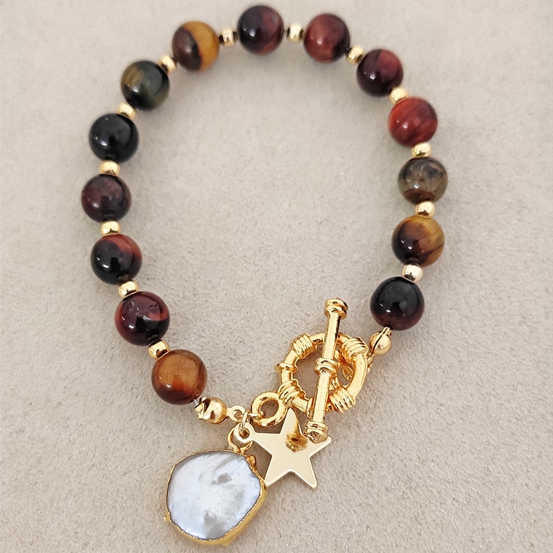 Bracelet - Laiton plaqué or & pierres