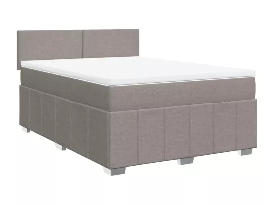 Sommier à lattes de lit avec matelas Taupe 160x200 cm Tissu
