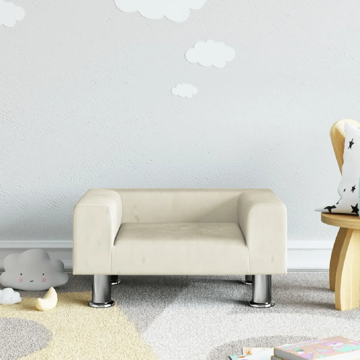 vidaXL Canapé enfant - Crème