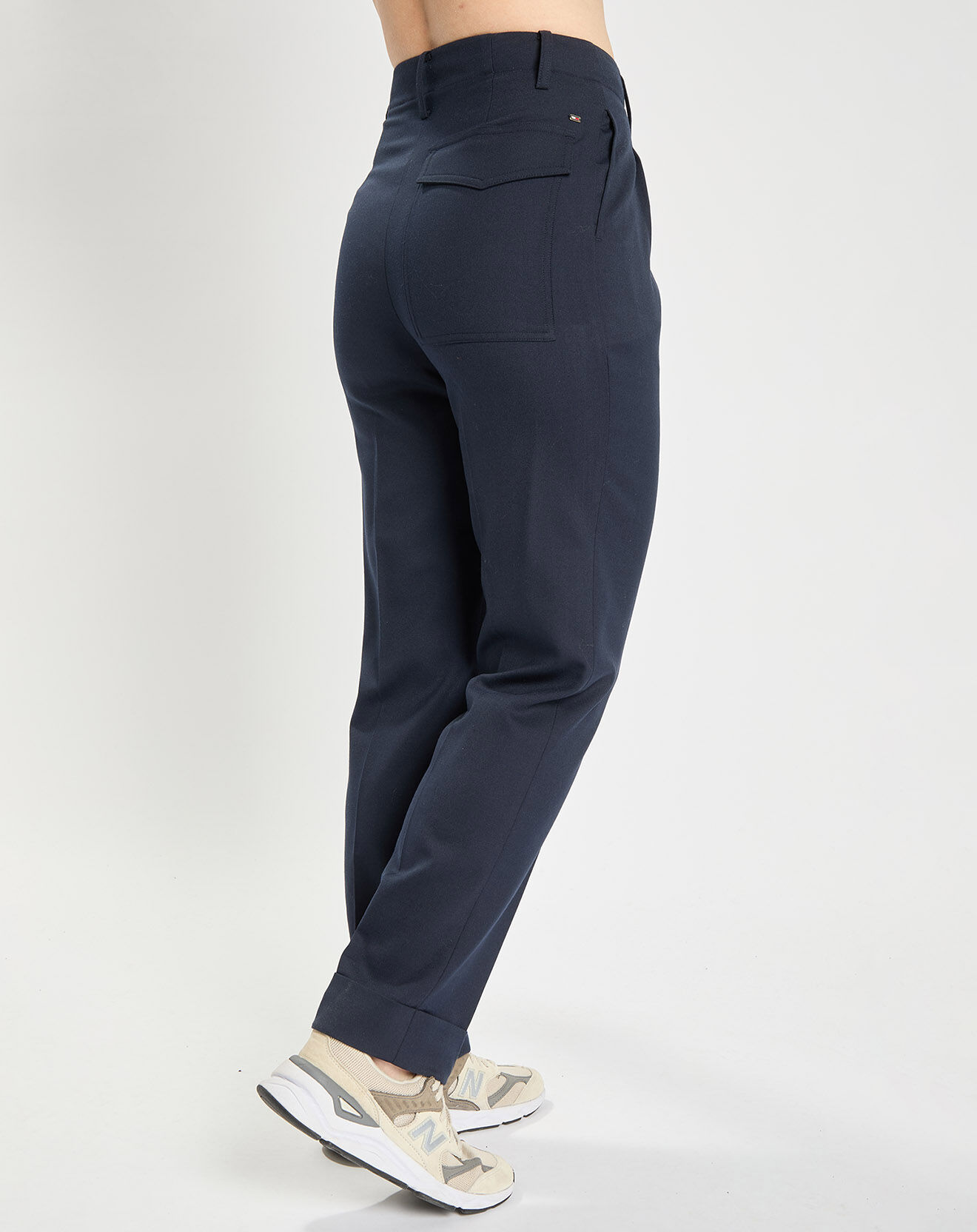 Tommy Hilfiger Pantalon Regular à pinces en Flanelle bleu marine