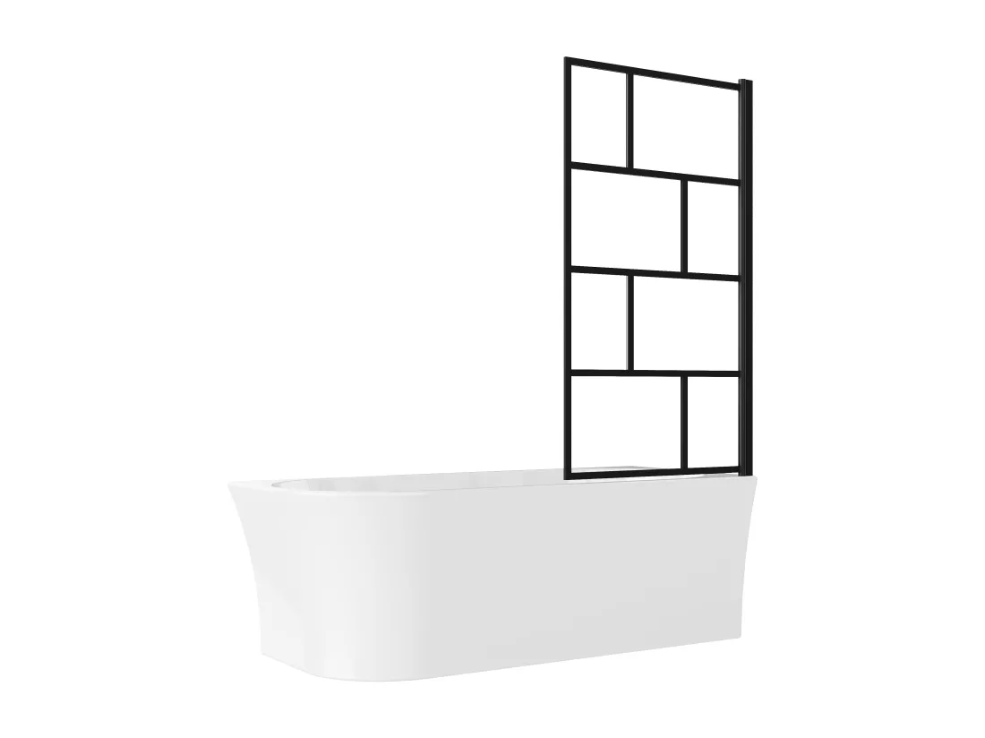 Baignoire douche blanche avec pare baignoire pivotant - 201 L - Angle droit - PONTICOLA
