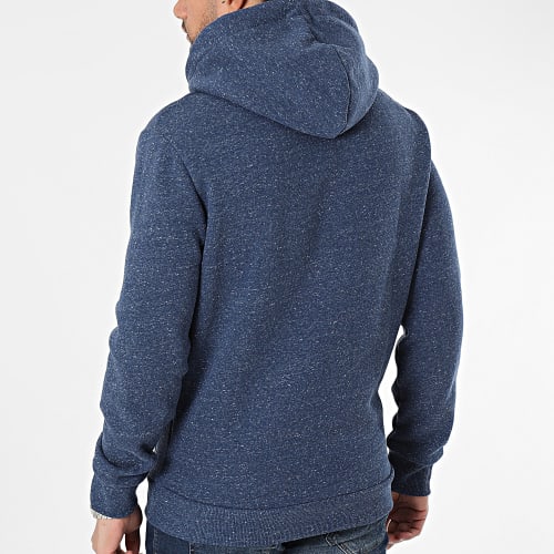 Sweat A Capuche 70's Retro Front Logo M2013020A Bleu Chiné
