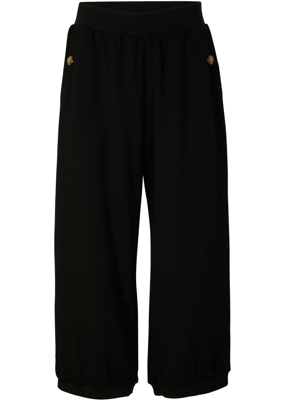 Pantalon large en Punto di Roma avec tour de taille confortable et bords-côtes à la base