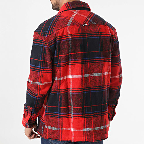 Surchemise A Carreaux Brushed Check 7254 Rouge Bleu Marine