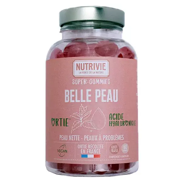 Nutrivie Super-Gummies Pele Bonita Sabor Morango 60 gomas