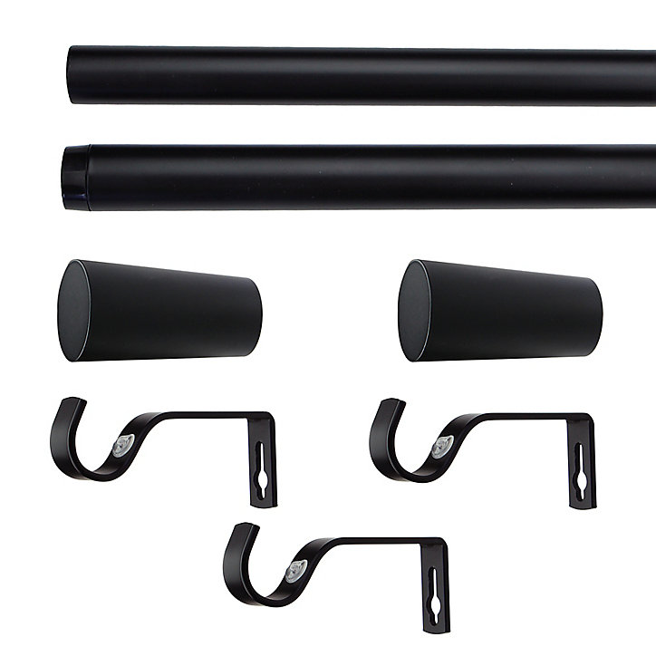 Kit de tringle à rideau extensible embout cône Araxos GoodHome 120/210 cm, Ø25/28mm noir