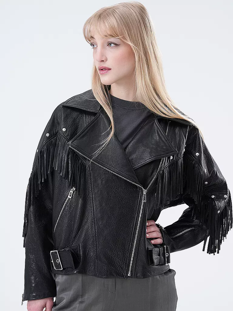 HUGO Lederjacke  schwarz