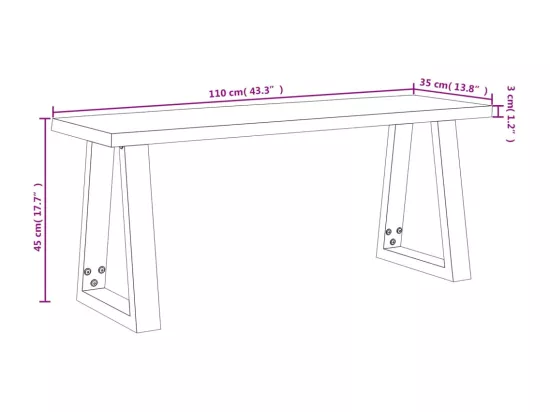 Banc avec bord vivant 110 cm bois d'acacia massif