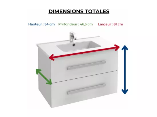 Pack meuble vasque 80 cm JACOB DELAFON Ola up blanc + colonne