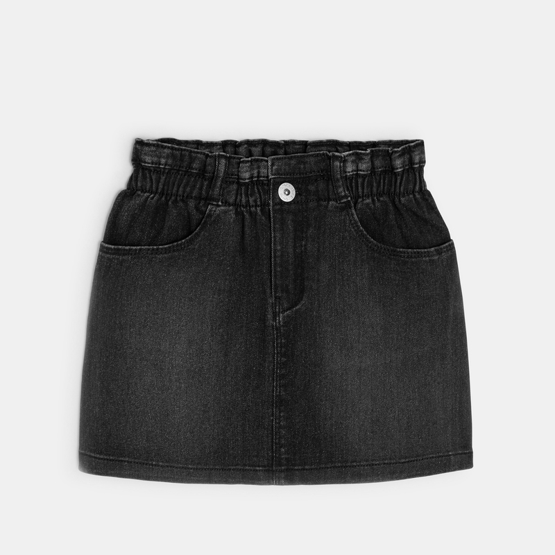 Mini-jupe en jean taille haute noire fille