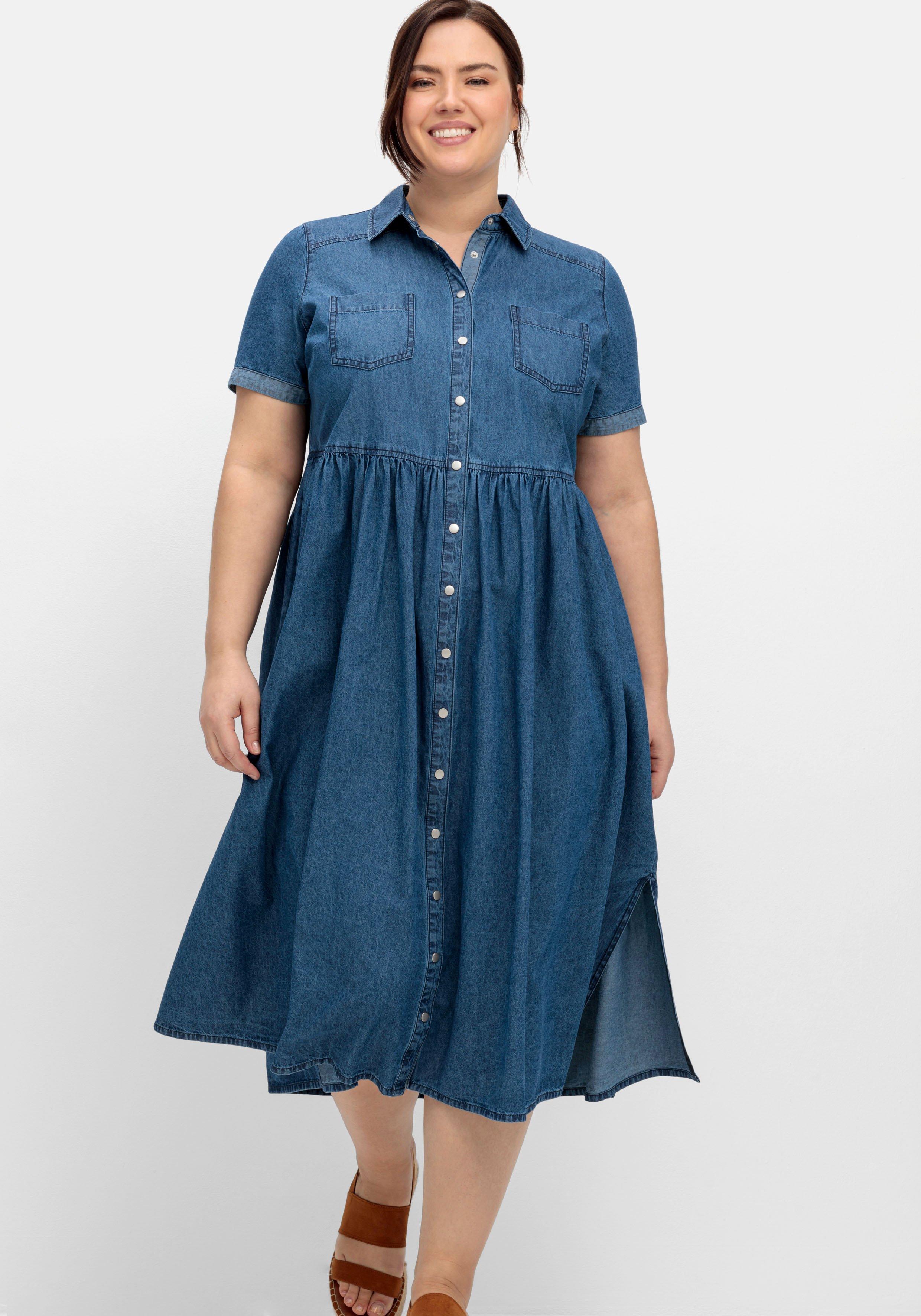 Jeanskleid mit Blusenkragen und Teilungsnaht