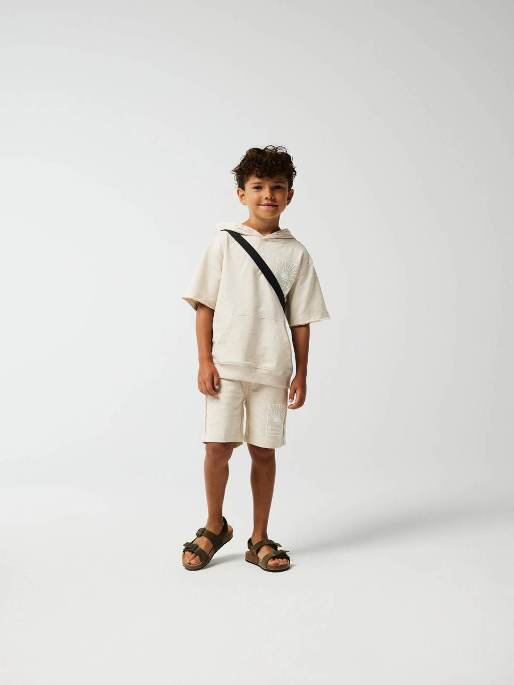 NAME IT loose fit sweatshort NKMHUMMI met printopdruk ecru